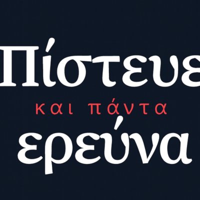 ΠΙΣΤΕΥΕ ΚΑΙ ΠΑΝΤΑ ΕΡΕΥΝΑ